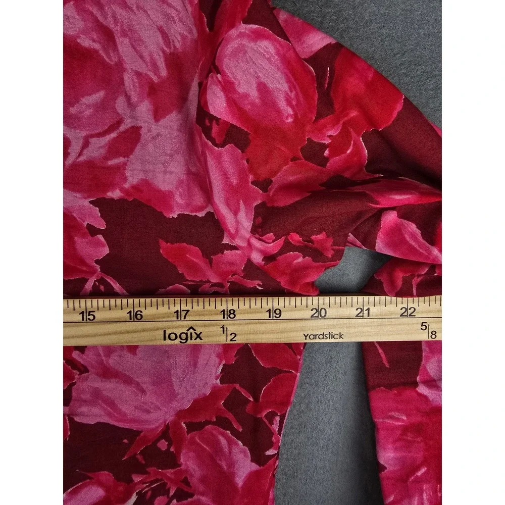Agnes B. Paris Blouse Womens 44 L Pink Floral Button Up Made in France Romantic